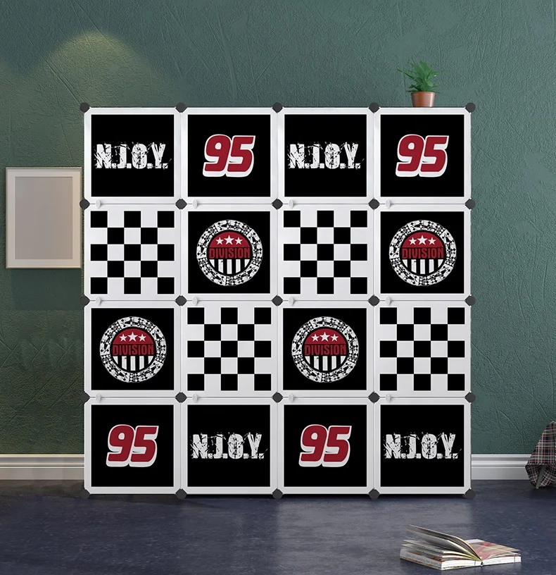 12 Door Portable Bedroom Garderobe  Black DIY Plastic Clothing Wardrobe Cabinets