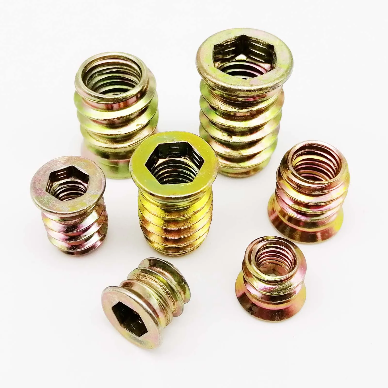 High Quality Factory Price Zinc Alloy  Inner and outer nut Furniture fasteners Hex Socket Trapezoid Nuts Insert Nut