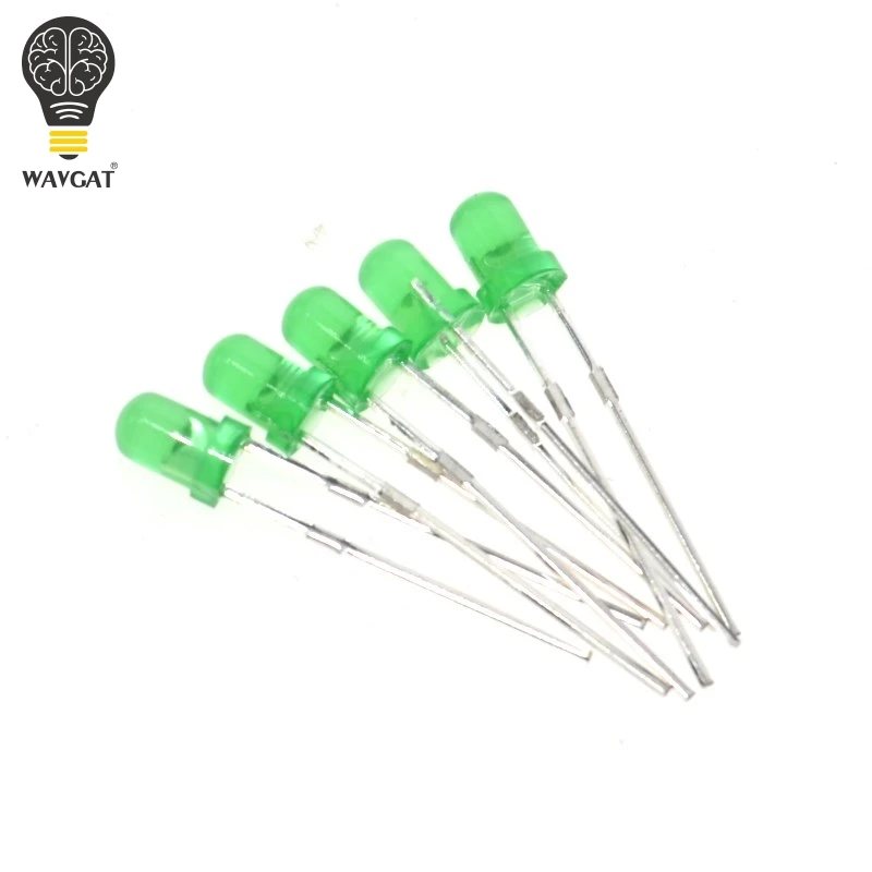 WAVGAT Green F3 3mm LED Green light emitting diode light-emitting Green turn Green 570-575NM 1000PCS