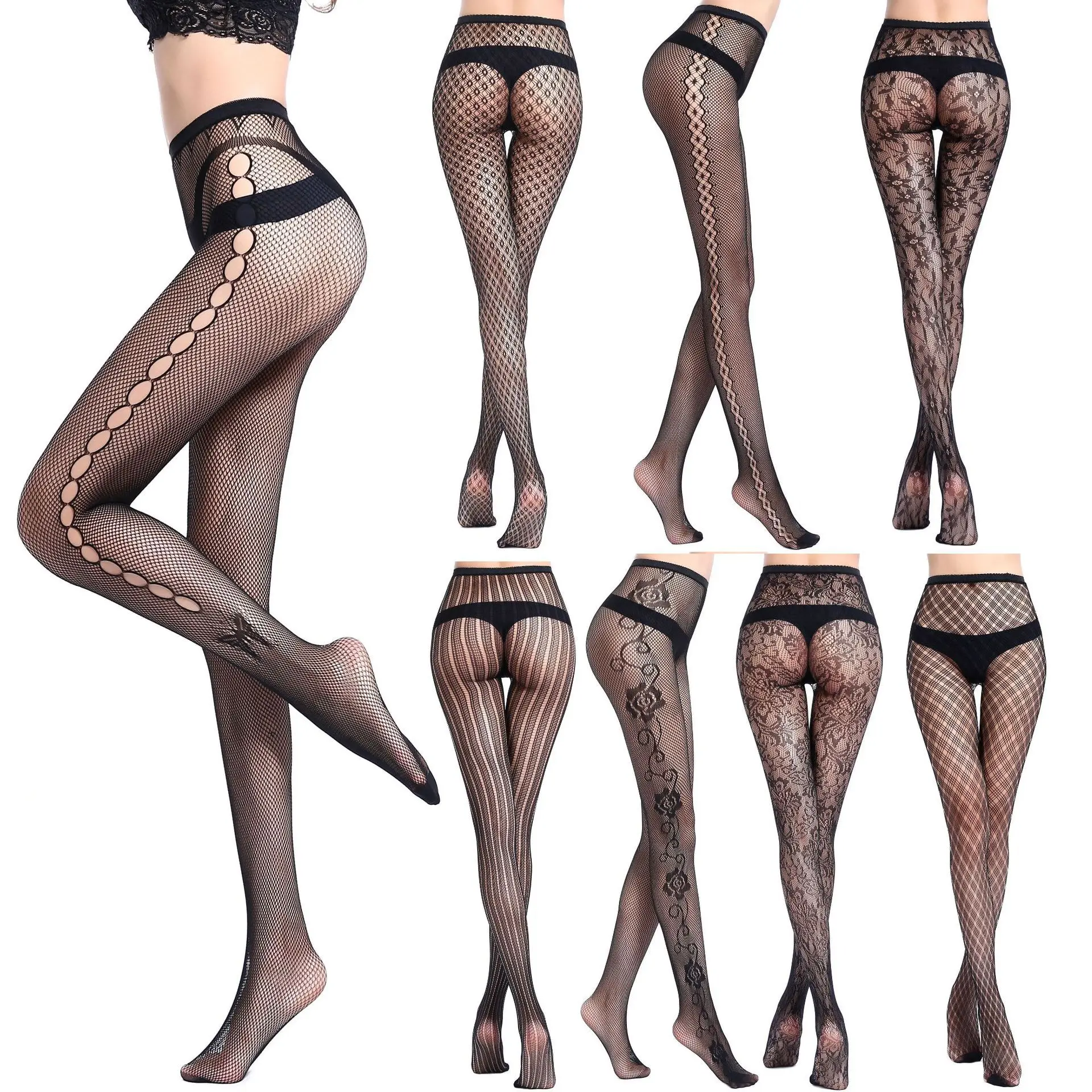 Drop Shipping 2021 Fashion Designer Luxury Thigh High Fish Net Lace Women Stockings Jumpsuit Fishnet Pantyhose Sexy Stockings