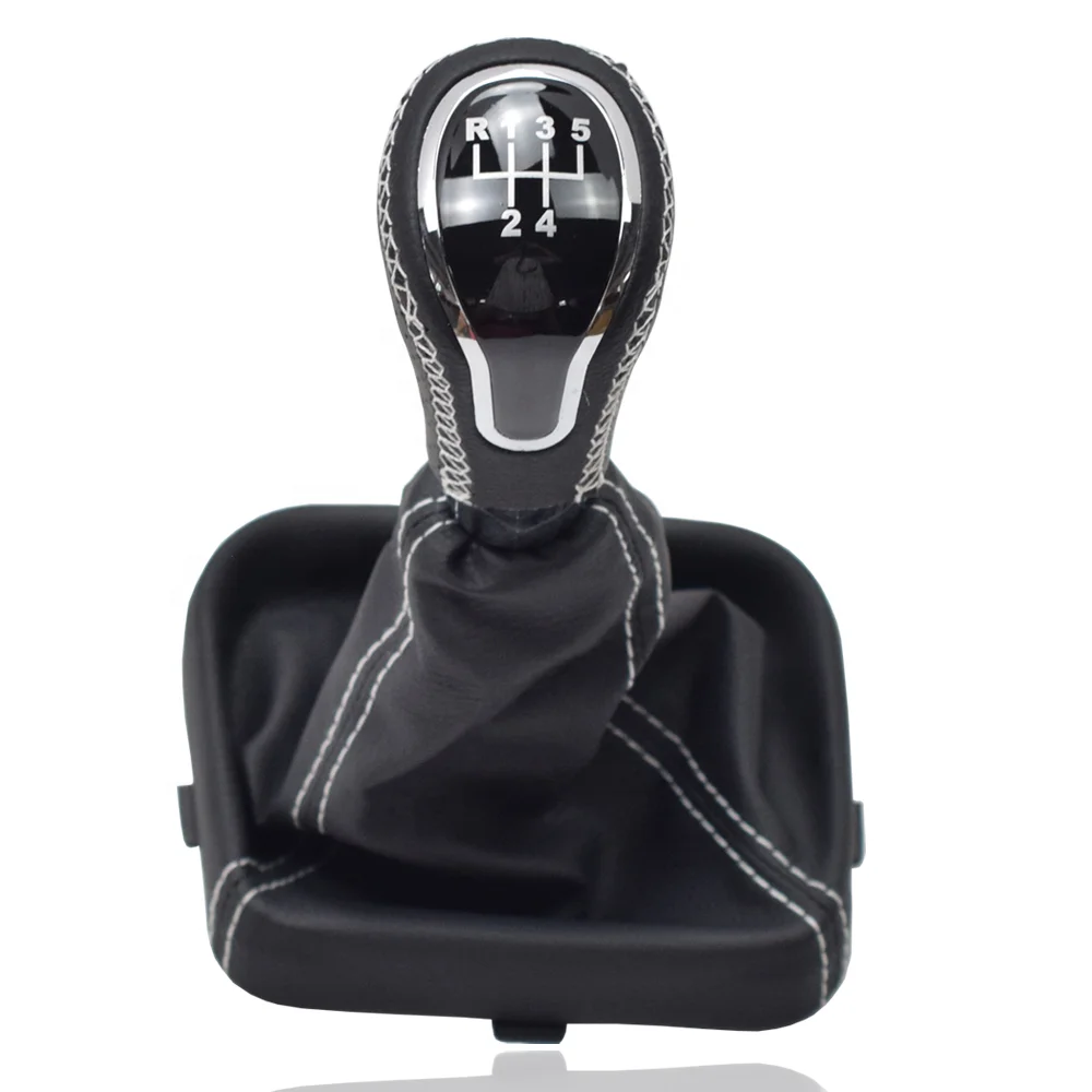 gear shift stick lever black head For Lada VAZ 2113-2115 R5 speed Gear shift knob Leather Boot