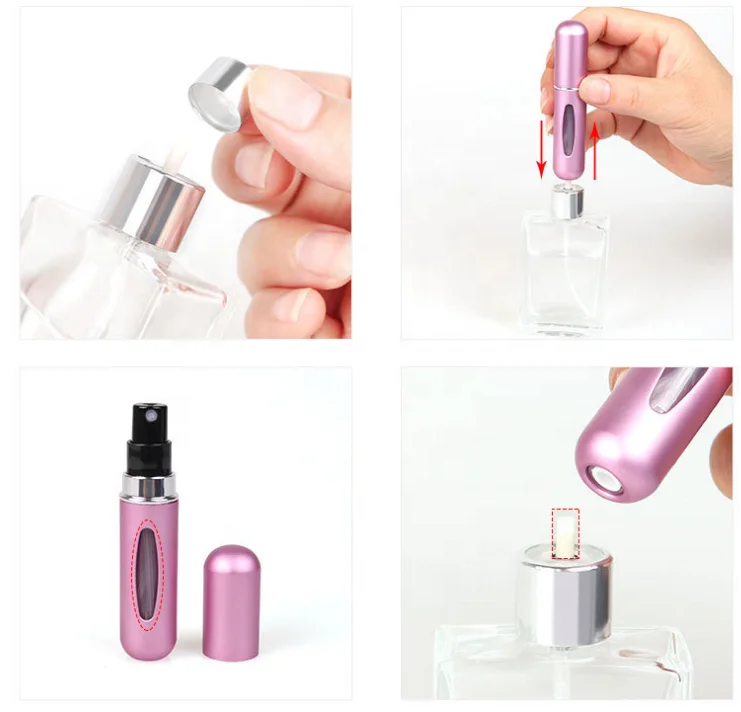 5ml Aluminium Portable Mini Travel Refillable Self-pump Type Perfume Atomizer Spray Unique Perfume Bottle
