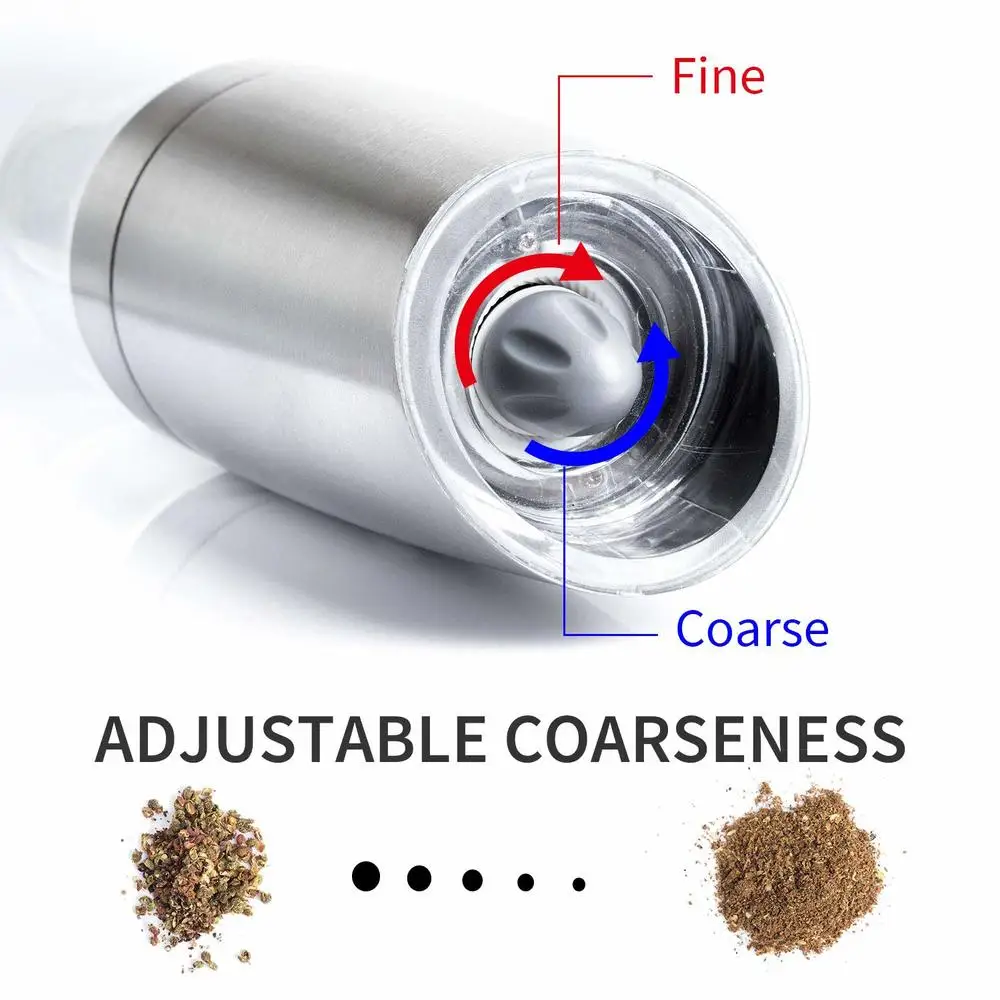 Wholesale Customized Adjustable Coarseness Electric Pepper Salt Grinder Gravity Induction Pepper Mill with Blue Led Light
