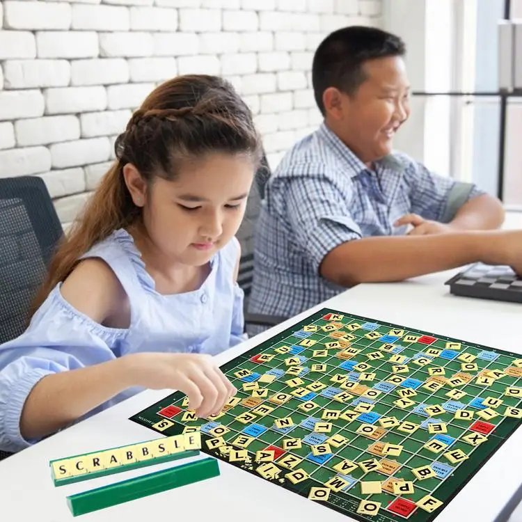 New Learn English Word Intelligent Plastic Scrabbles Board Game Pop spelling  vocabulary game Educational learning toy for kids