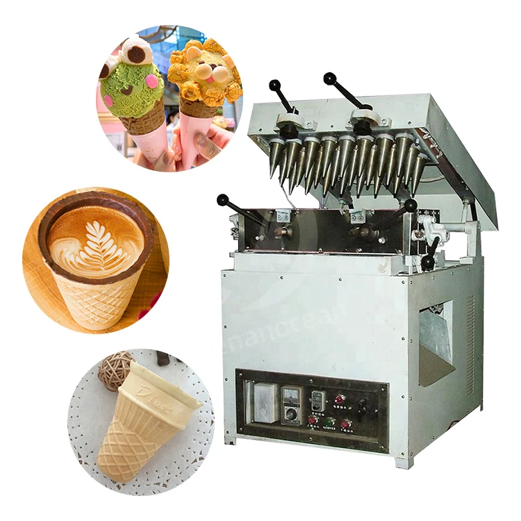 OCEAN Full Automatic Electric Edible Cup Waffle Make Production Line Ice Cream Cone Maker Machine Price