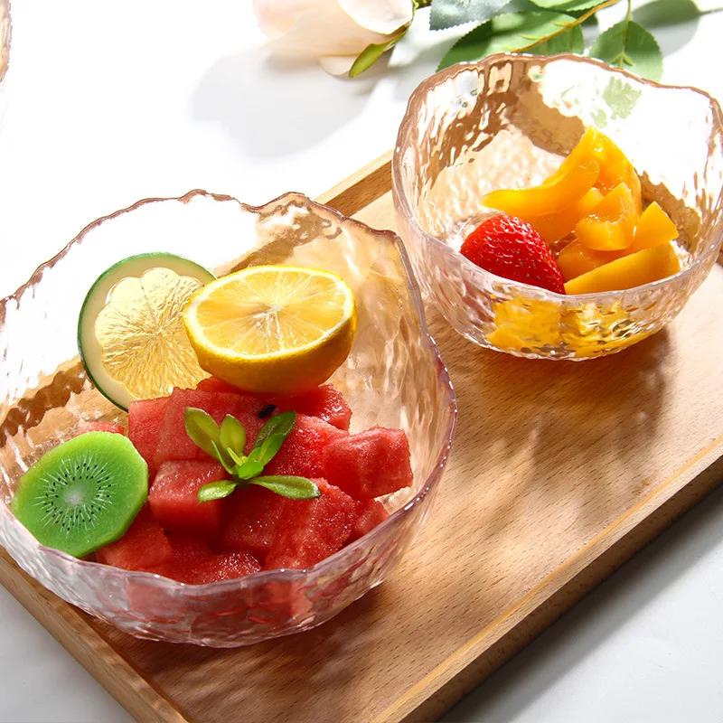 Factorl Bulk Wholesale Gold Rim Glass Bowl Different Size Creative Personalized Transparent Fruit Glass Salad Bowl For Home Use