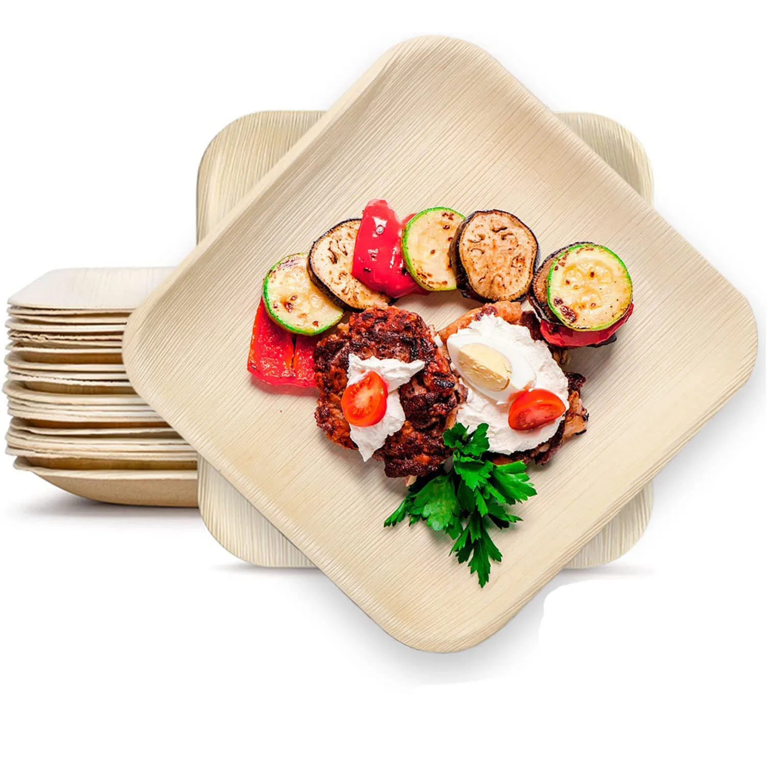 factory 25 pack Multipurpose Eco-Friendly 10 Inch areca Palm Leaf Square Plates Disposable natural leaf party Plates tableware