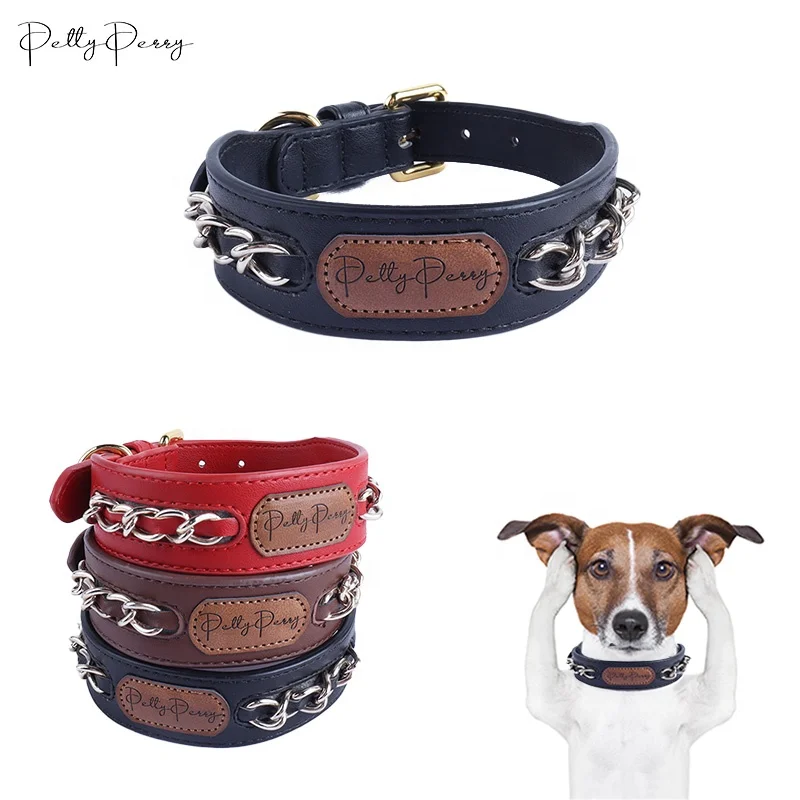 Premium Love Gift Pu Leather Dog Collar With Name, ID Tag