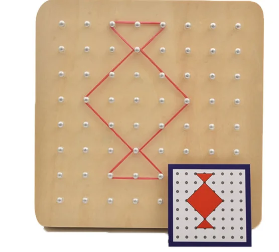 Montessori Toys Kids Creative Graphics Rubber Tie Nail Boards Children Educational Wooden Toys Preschool