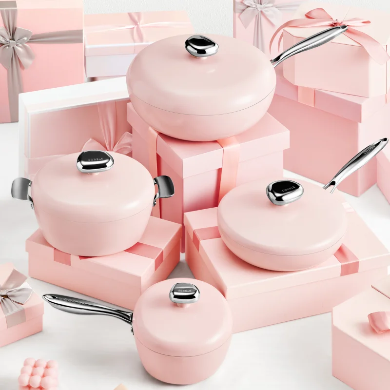 Factory Direct Honeycomb Hoffman Ceramic Coat non stick fry wok casserole set cookware sets For General Use Gas Induction Cooker