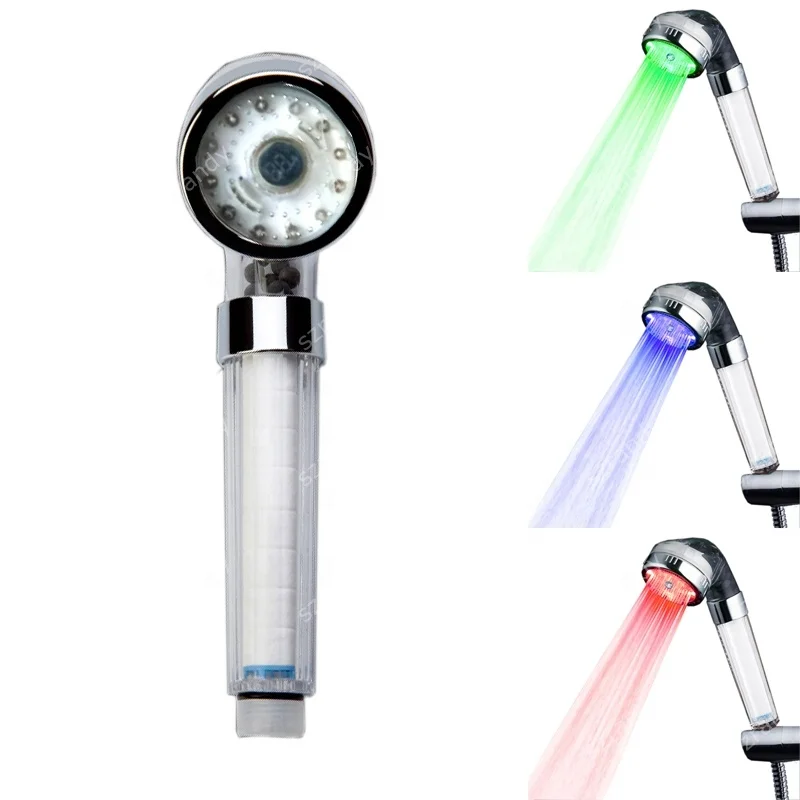 Temperature Display Sensor 3 Colors Shower Head Korea