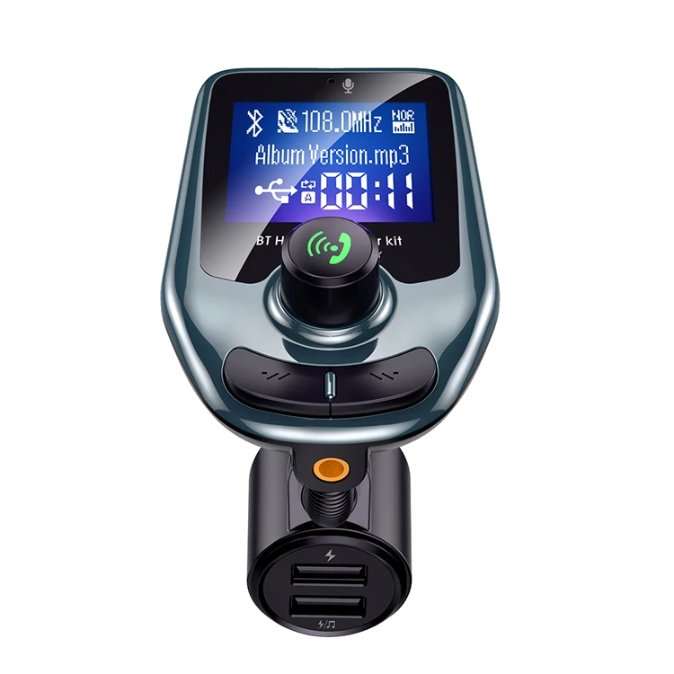  D4 Car Wireless FM Transmitter Handsfree MP3 Player with Dual USB 5V1A Charger for