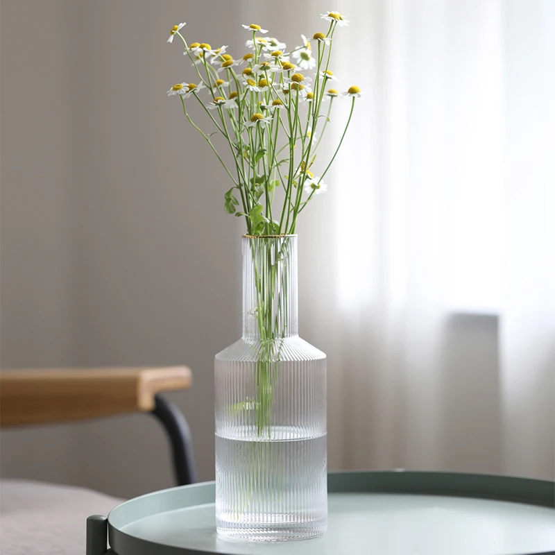 Оптовая продажа, современное вертикальное мини-Золотое кольцо с маленьким горлышком, стеклянная ваза для цветов