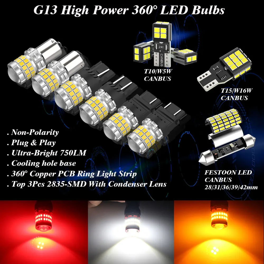 Auto 194 LED Bulb CANBUS Error Free 168 2825 W5W T10 LED Bulbs 4014 LED Chips Car Dome Map Door Courtesy Trunk Parking Lights