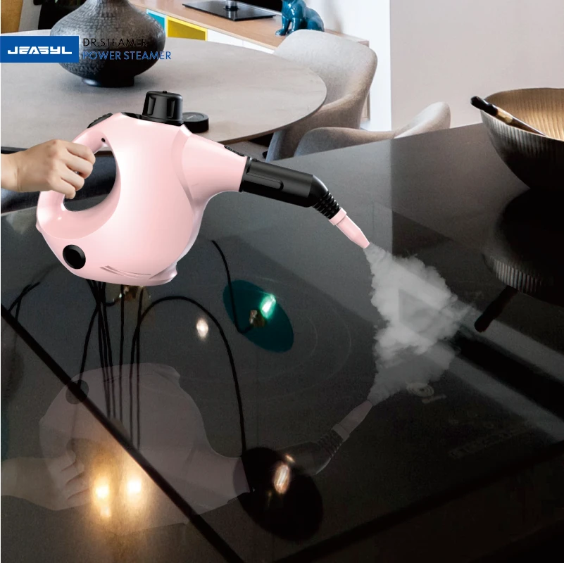 Бытовая оптовая продажа 120 В 60 Гц розовый 220 мл емкость ручной пароочиститель высокого давления для кухни с нейлоновой щеткой
