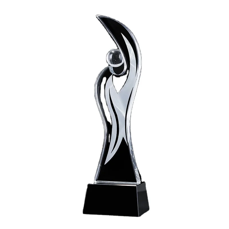 Честь на заказ Креативный дизайн логотип бизнес подарки стеклянная Смола черная основа трофей хрустальные трофеи