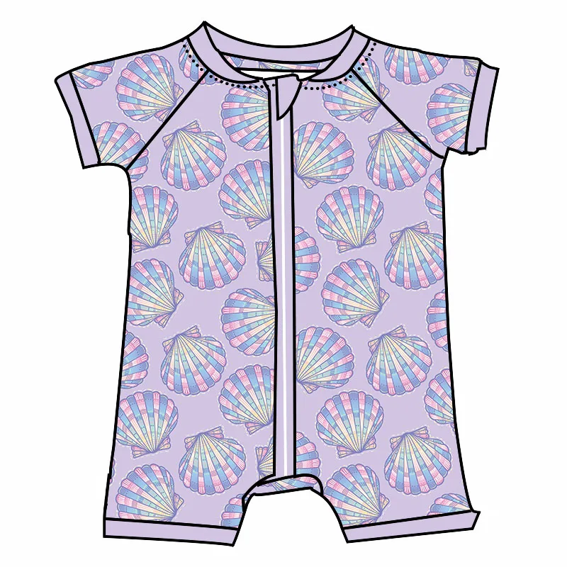 Short Sleeve Bamboo Fabric Baby Sleep Zippy Romper  Infant Girl Pajamas Customized Clothes Kid Shorties