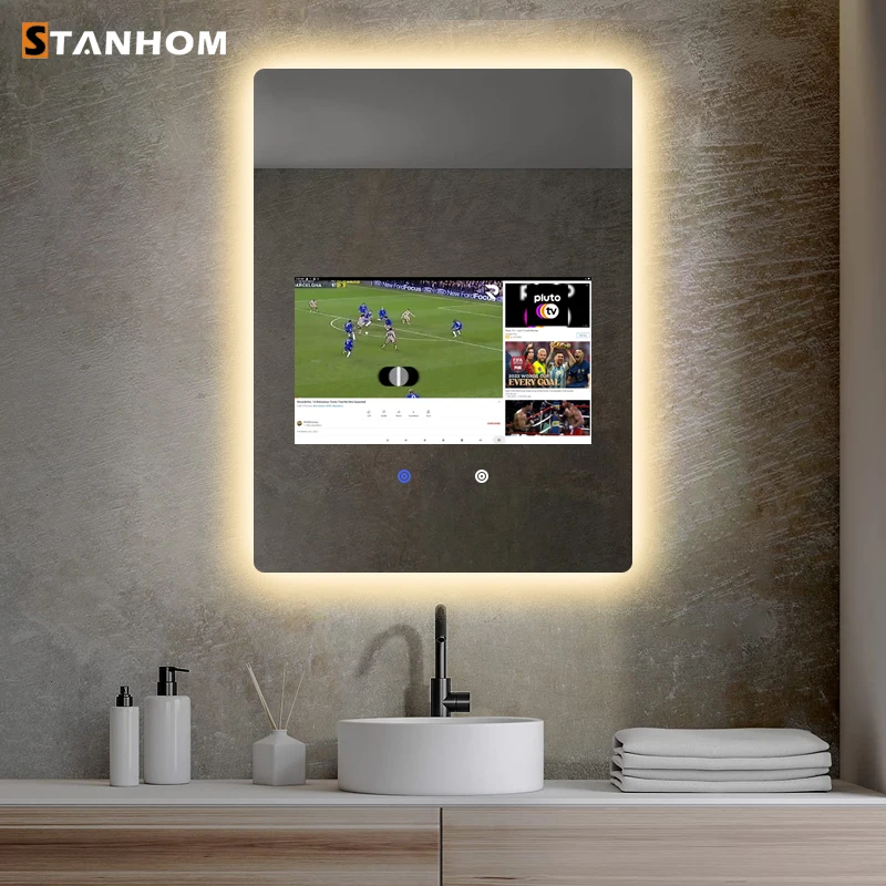 STANHOM Gym Bathroom Rectangle WIFI Music Speaker LCD Smart LED Backlit Mirror