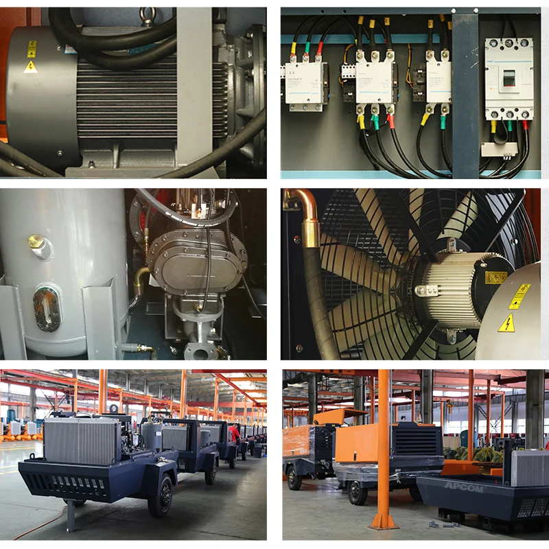 Electric air compressor mining 14bar 800CFM APCOM 250hp  185kw mobile air compressor portable screw compressor