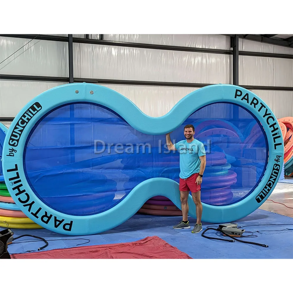 Round Inflatable Lounge Raft Floating Bar Solo Pad Dock Mesh Sunchill Float Water Hammock for Swimming Pool Float Air Mattresses