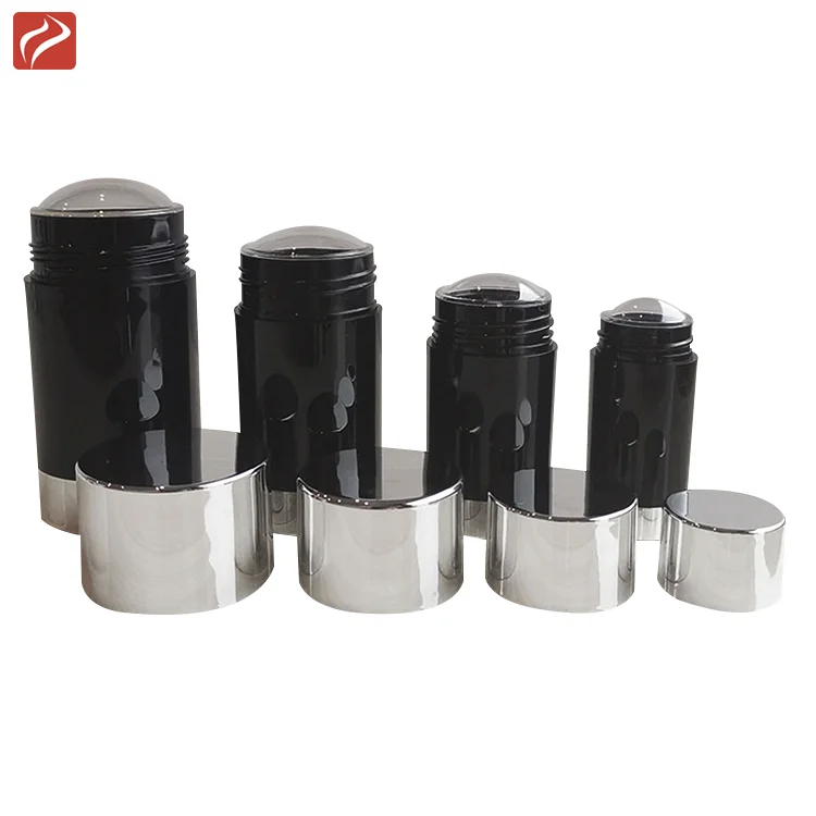 50ml 75ml Bottom Filling Matte Black Plastic Empty Deodorant Stick Container with Sliver Lid