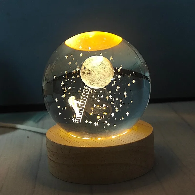 Оптовая продажа хрустальный шар выполненный на заказ ночная лампа 3d Хрустальный солнечной системы