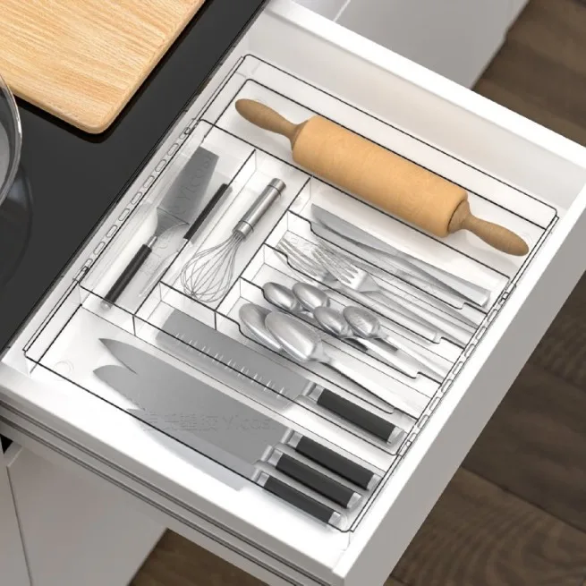 Compact Cutlery Storage Case Capacity Cutlery Storage Box Expandable Multi-compartment Tableware Organizer for Forks Spoons