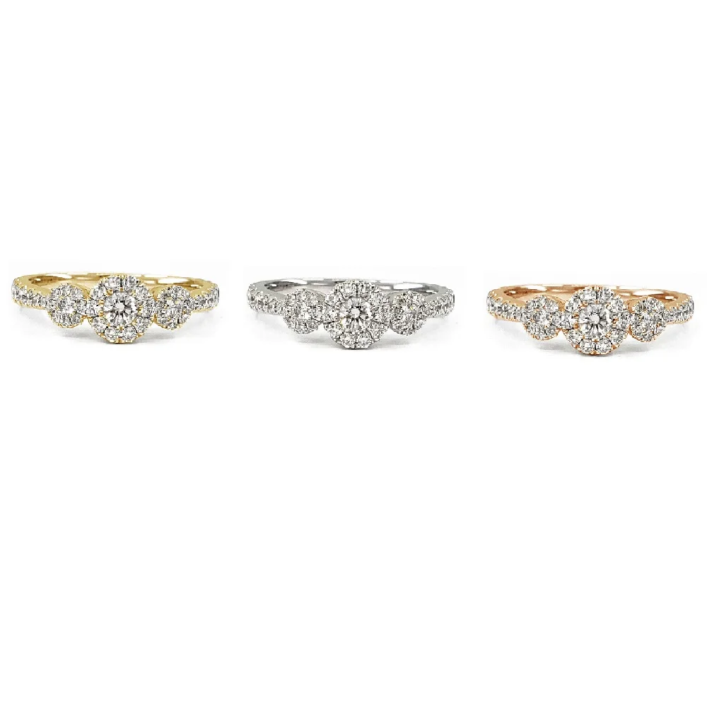 Jewellery Designs Wonderful Tailor Made Custom Design 18k Solid White Gold VS SI Diamond Three Cluster Engagement Ring For Women