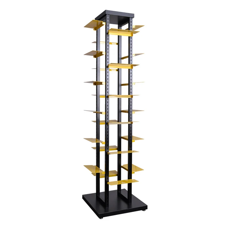Footwear brand retail chain sneaker store fixtures metal rack powder coated black 4 ways shoes stand display