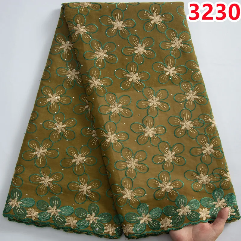 African Lace Fabric High Quality 2023 Newest Nigeria Cotton Lace Fabric with Stones for Sew Wedding Party Dresses 3230