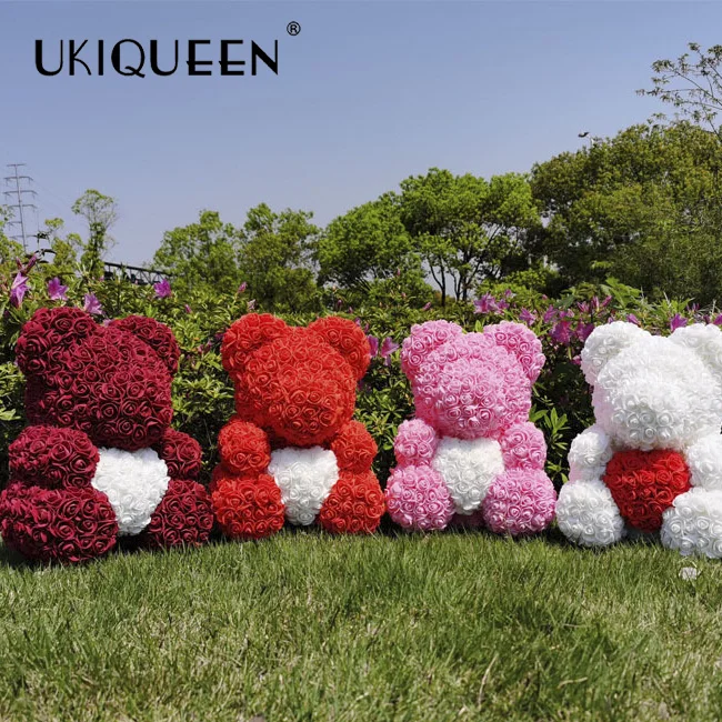 High Quality Girl friend Christmas Valentine Gift 16 inch 40 cm Foam Teddy Rose Rear with Heart