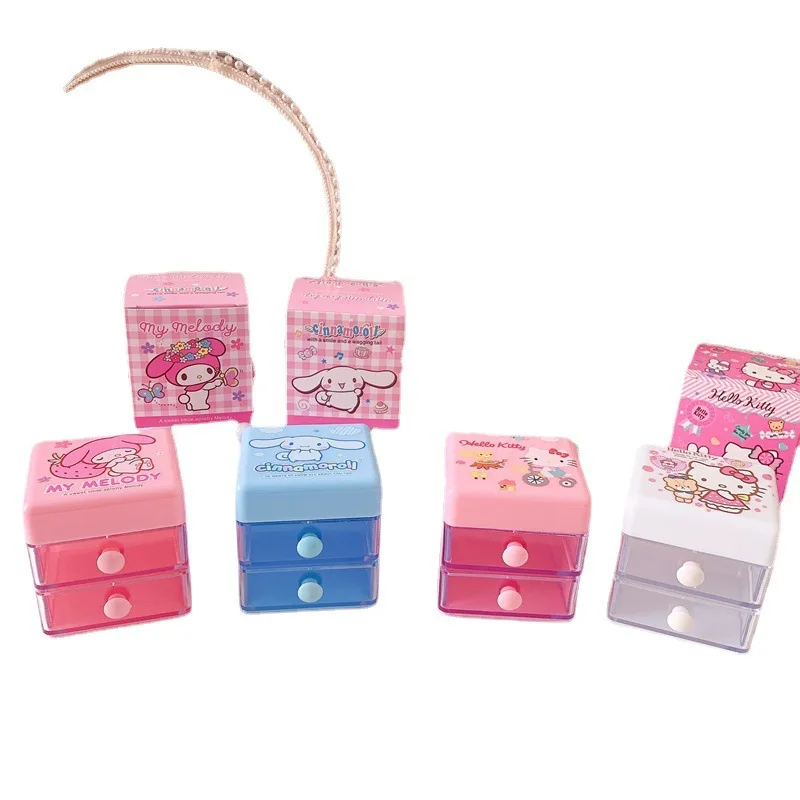 (Wholesale) Mini Melody Kuromi desk stationery organizer, Kuromi KT Plastic desk stationery storage box for gift