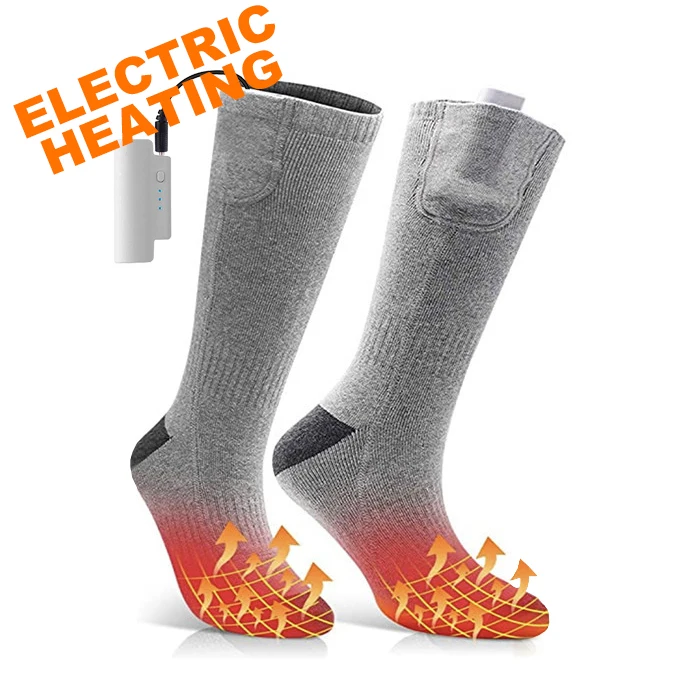 Thick winter outdoor hiking ski thermal heated 3.7V crew rechargeable battery socks sox electric heating socks stock lot