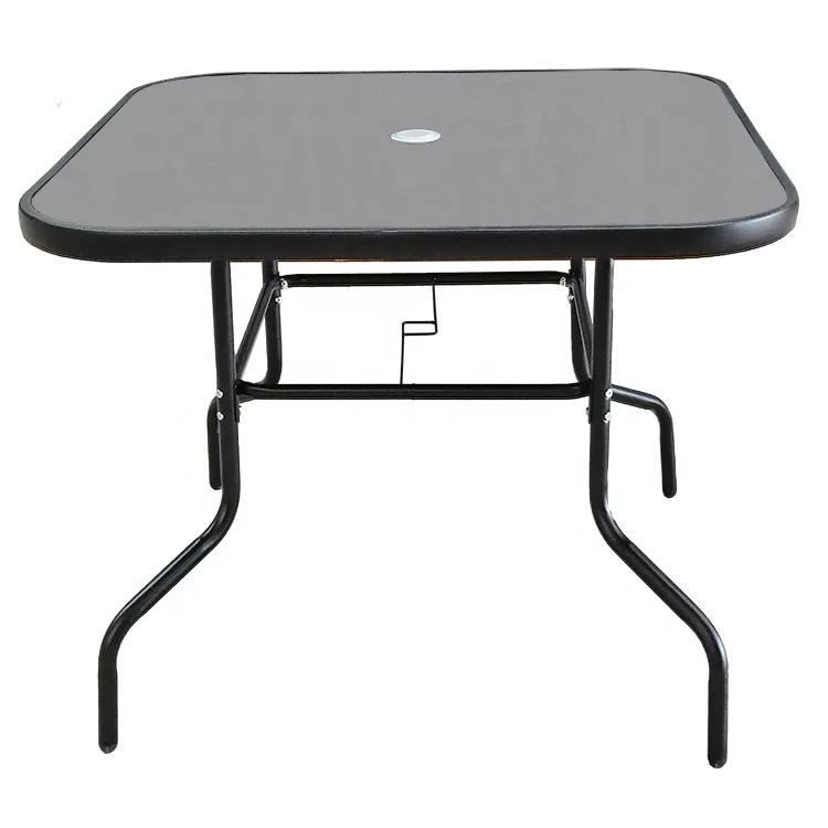 
Square Outdoor Iron Metal Glass Patio Garden Table 