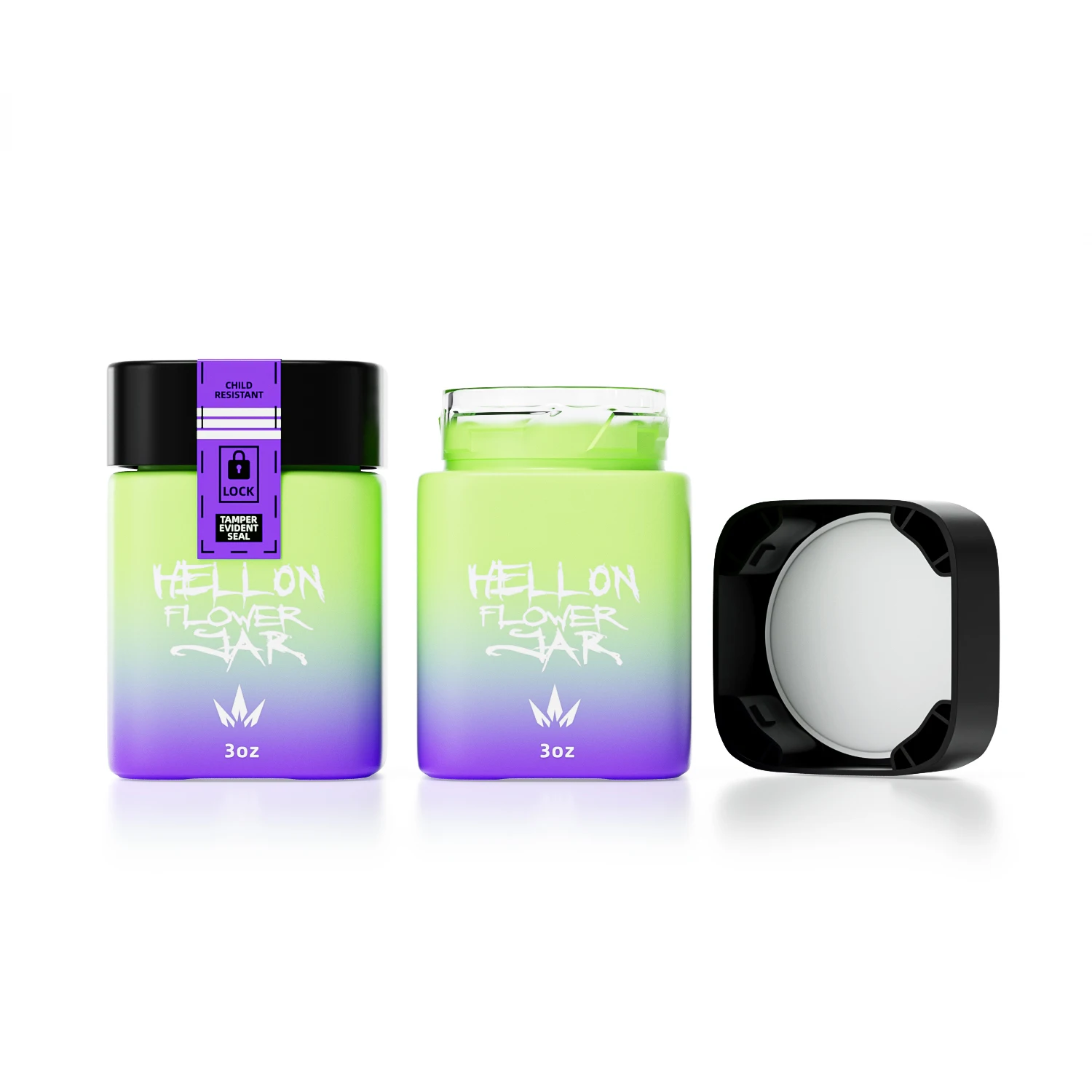 Empty 1oz 2oz 3oz 4oz airtight smell child proof packaging container square Concentrate glass jar with child resistant cap