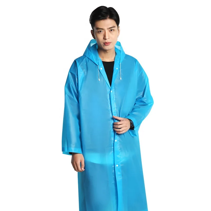 Waterproof Reusable Thick EVA Rain Jacket Raincoats for Adults with Drawstring Hoods and Sleeves Outdoor usage