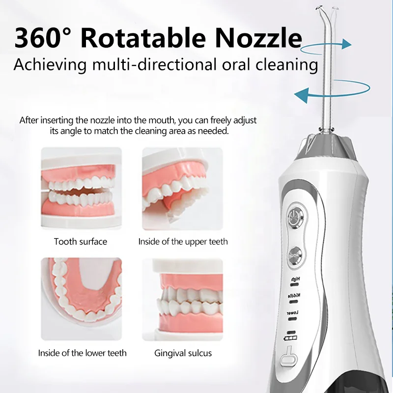 300ml Water Flosser Set for Travel Cordless Electric Irrigator Water Pick Flosser Dental Teeth Cleaner Waterpick