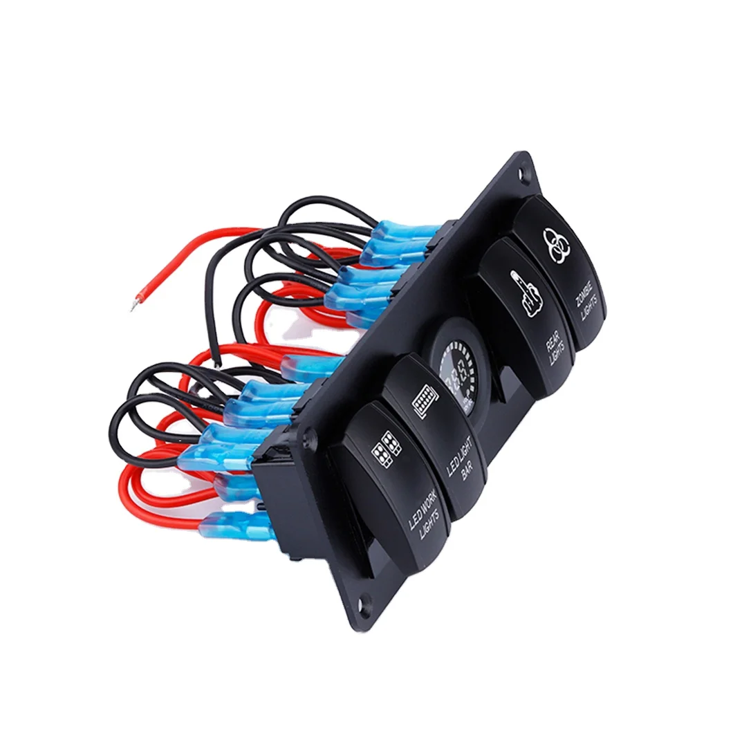 WELFNOBL LED Custom Symbol Waterproof Marine Joystick Panel Switch Socket 12-24V Aluminum USB Panel Marine Switch Panel