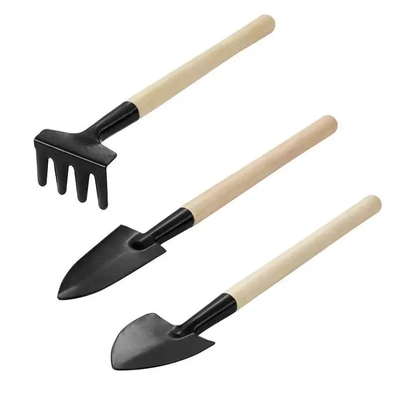cheap price wooden handle mini small garden shovel rake fork tools set