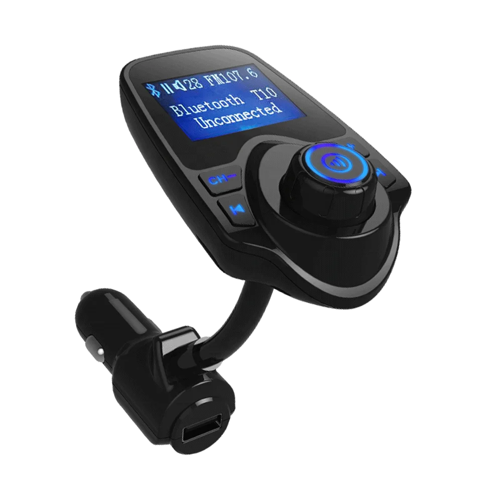 AGETUNR T10 bluetooth Автомобильный fm-трансмиттер quick charge 2.4A автомобиля mp3 плеер дисплей автомобиля напряжение-черный