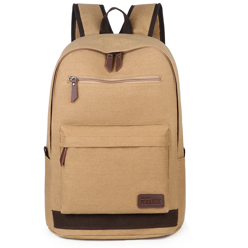 WOHLBEGE School Work Laptop Backpack Travel for Men Women High Quality Vintage Canvas Black Polyester Fashion Unisex Campus 4389