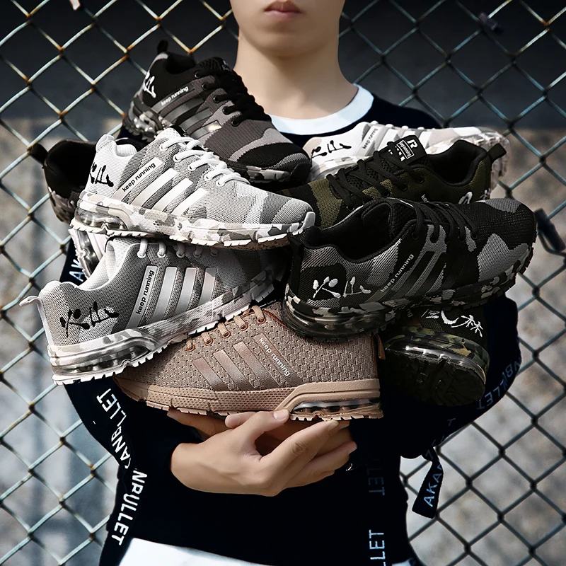 adult sport casual shoes with camouflage pattern in upper