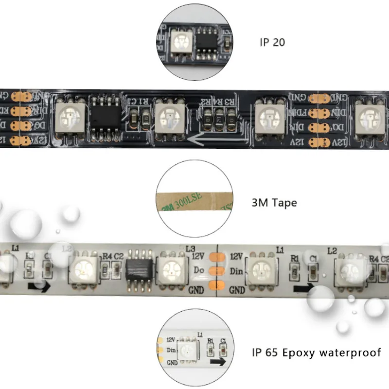 Tuya Smart  WS2811 LED String 12V Addressable RGB Waterproof LED Strip Program