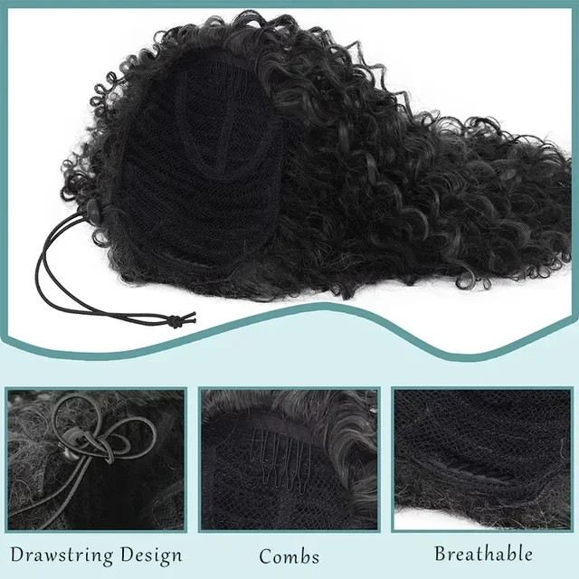Drawstring Ponytail with Clip in Curly Ponytail For Black Women Deep Curly Hair Extensions Ponytail Curly Pony Tail From Vietnam