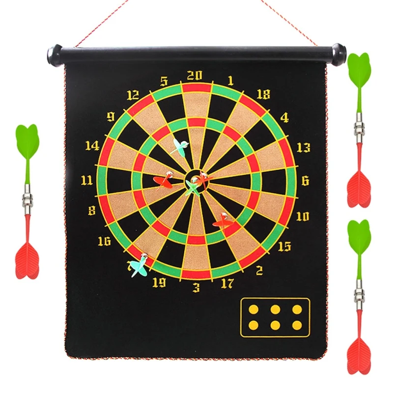 17 Inches Safety Dart Game Board Magnetic Dart Board Target Double Sided Magnetic Dart Board Leisure-use Dartboard Surround