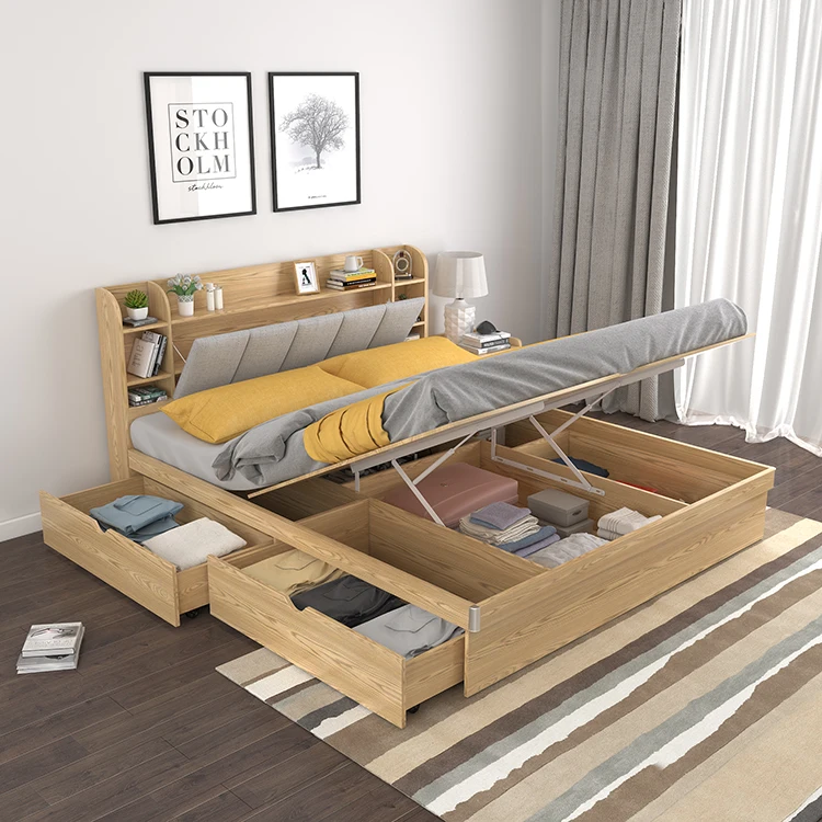 Factory Supply Bedroom Furniture Under Bed Modern Storage Beds with Storage Drawers