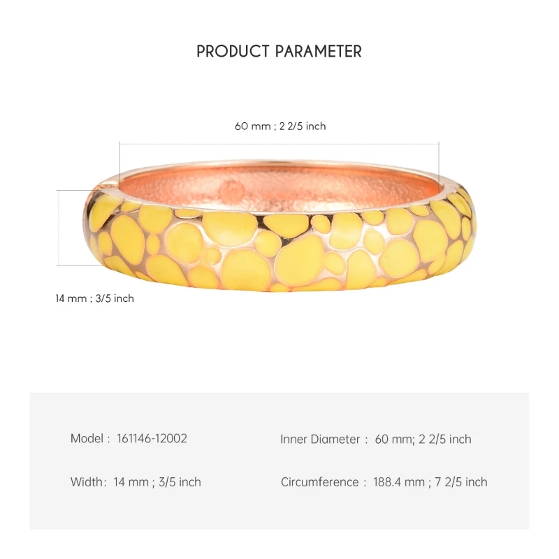 Wholesale Fine Jewelry Bracelets Bangles Charms Zinc Alloy Yellow Enamel Bangle 14 mm for Girls