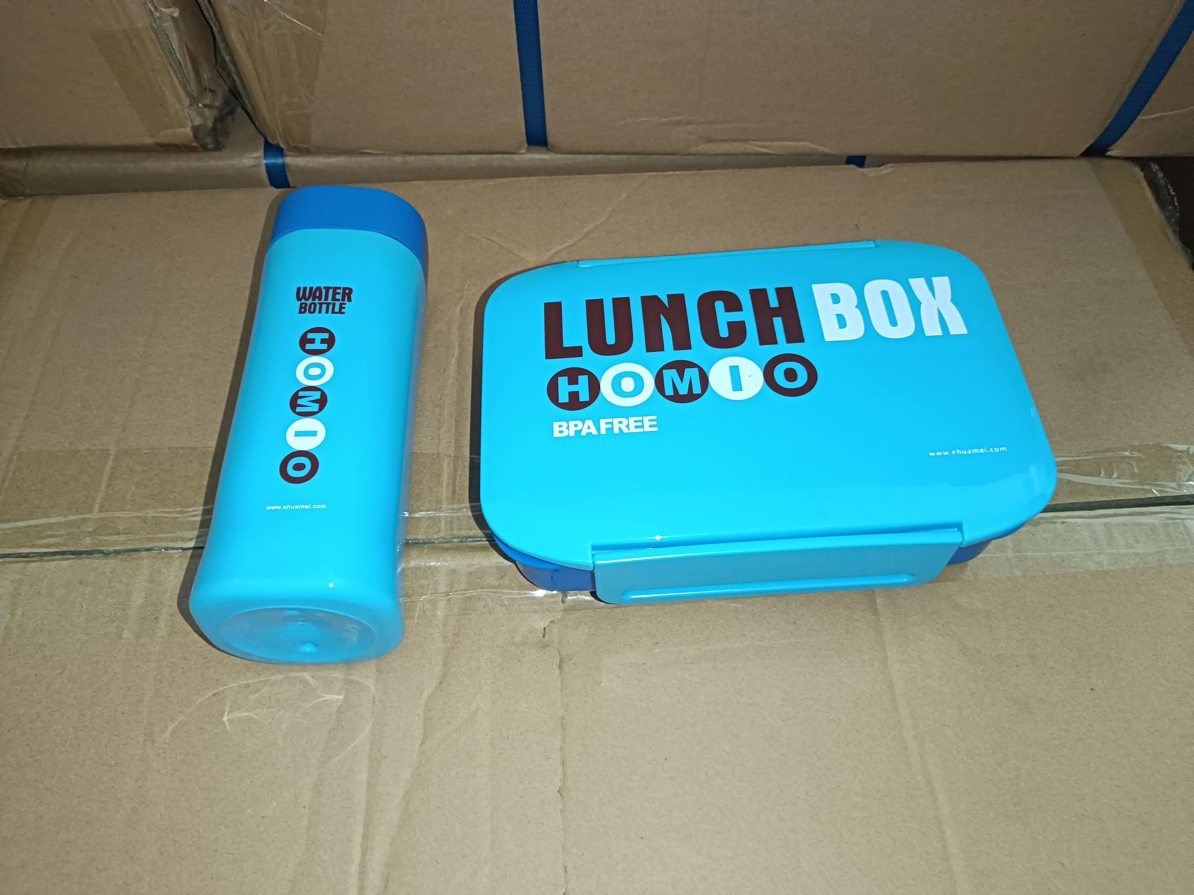 Homio 950ml Two Compartments Students Food Container BPA Free Plastic Leak-proof Lunch Box with Spoon