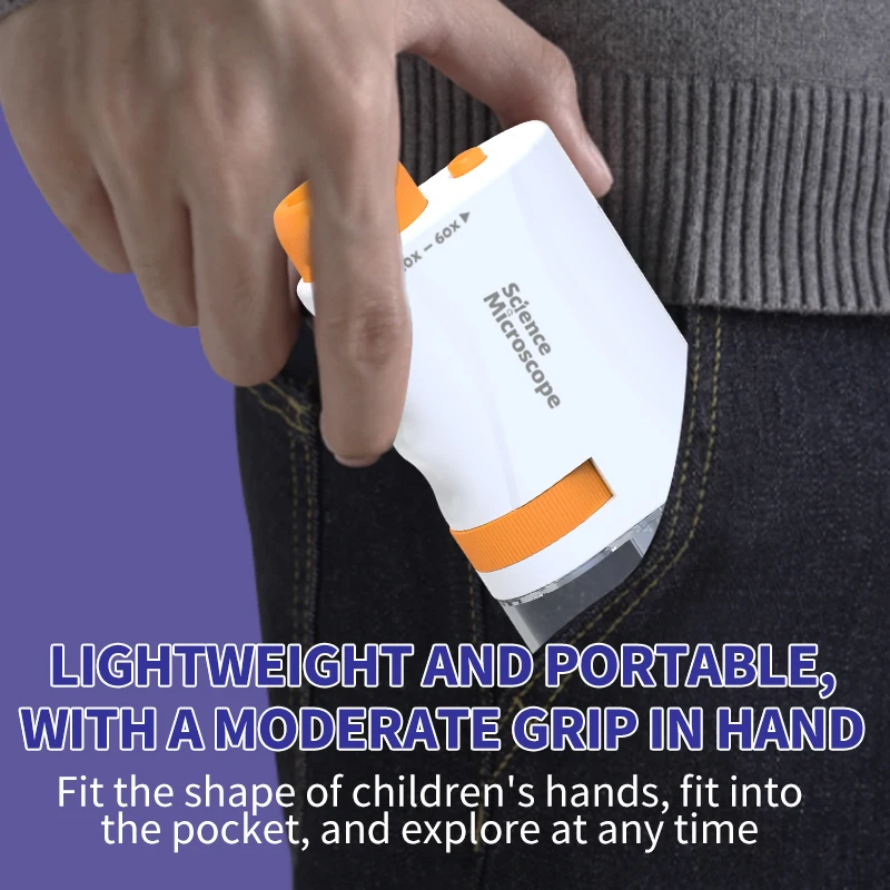 Wholesale Kids Educational Toys 60-120x Pocket Microscope Kit Biological Science Experiment Kit with Microscope Slides