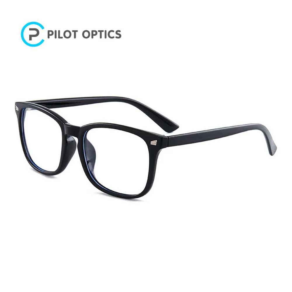 Pilot optics kenzhou computer hot sales anti square bright black blue light blocking glasses